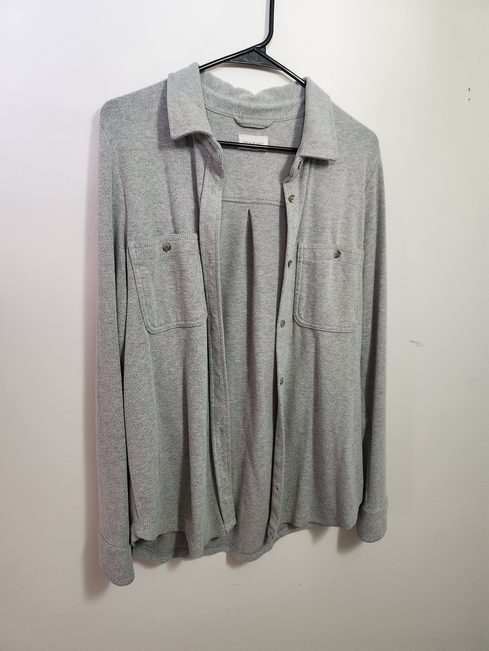 Thread & Supply Light Gray Womens Button-Down Shirt Jacket M Medium